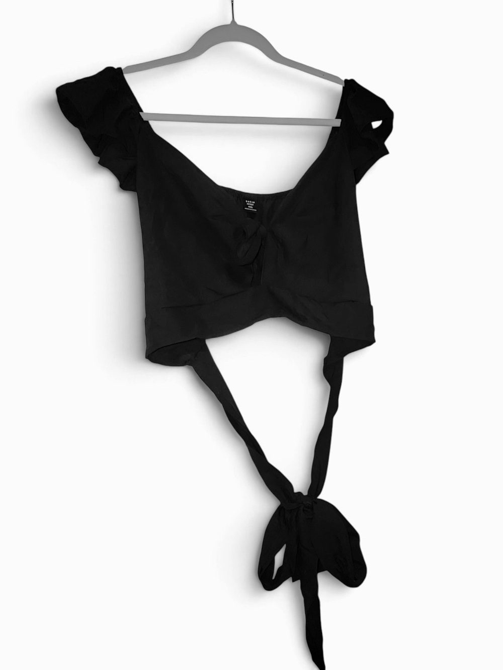 Black Tie-Back Crop Top And Skort Set